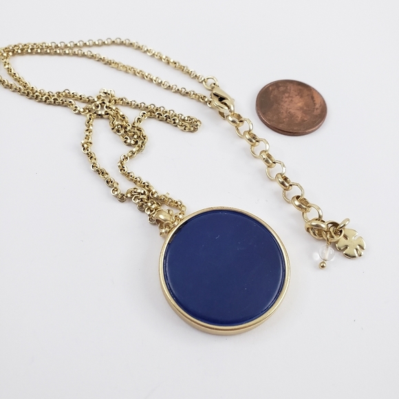 Lucky Brand reversible pendant necklace with flat blue stone + filigree details - Picture 7 of 7